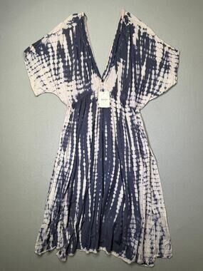 Raviya Plus Size Tie-Dyed Cover-up Dress - Navy Tie Dye 1X $58